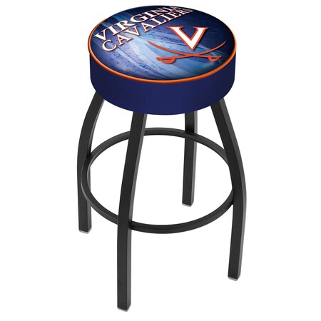 Holland Bar Stool Co 30" 4" Virginia Cushion Seat, Blk Wrinkle Base Swivel Bar Stool L8B130Vrgnia-D2